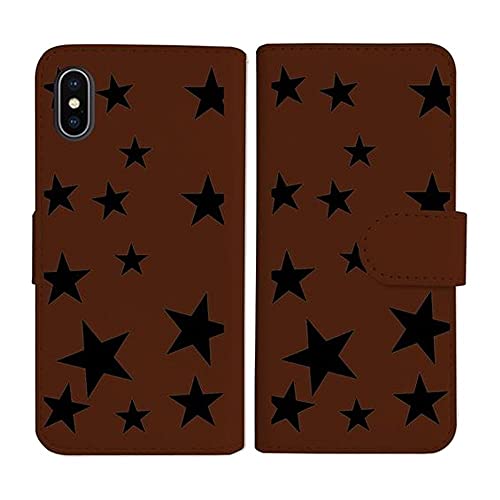 sslink iPhone17 Pro Max アイフォン17プロマックス 対応 手帳型 ブラウン ケース 星 スター ブラック ダイアリータイプ 横開き カード収納 フリップ カバー