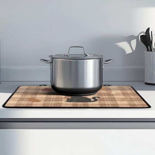 Image of Induction Stove Top Cover Protector Autumn Flat Top Stove Decor Cover Mat Anti-Scratching Stove Top Cover for Electric Cooktop Mat, 29 x 21 Inch, Fall Cat Leaf Print