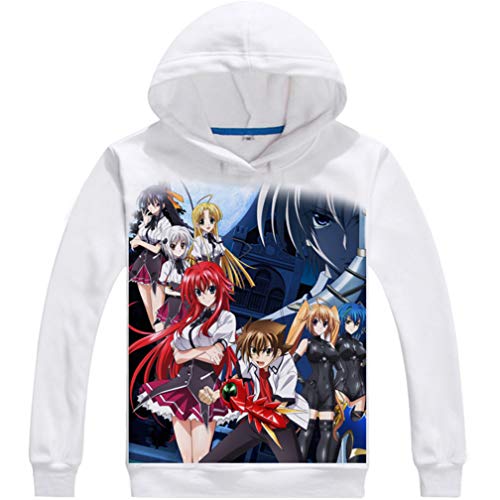 WANHONGYUE High School DXD Anime Hoodie Sweat à Capuche Adulte Cosplay Pullover Sweatshirt Manteau Tops Blanc 13 L Cover