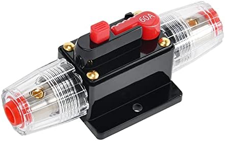 RED WOLF 60 Amp Car Circuit Breakers,Fuse Holder, Protection Audio Inline Quick Circuit Breaker Fuse Holder Inverter,with Manual Reset for Car Boat Audio Solar Inverter System Protection,DC 12V-24V