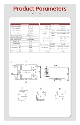 Relais électromagnétique de puissance JQX-52F 40 A pour automatisme et domotique - 4