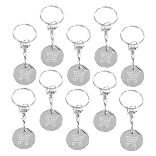 Uonlytech 10piezas para Carrito De Llaveros Ficha Inoxidable Redondos Antipérdida para Supermercados