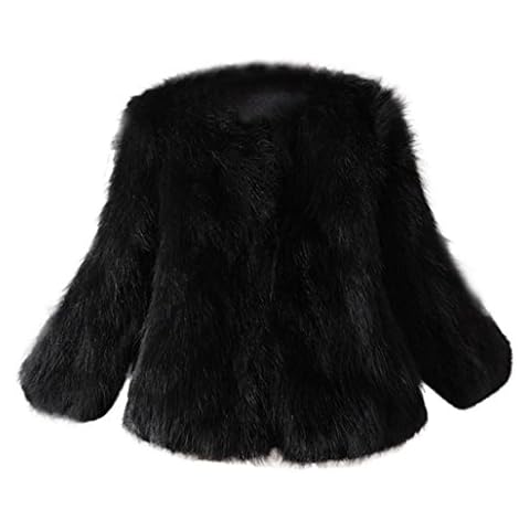 HOMEBABY Women Fluffy Faux Fur Coat, Ladies Winter Parka Warm Soft Faux Fur Short Jacket Girls Loose Fluffy Hoodies (s, Black) Cover