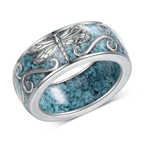 Cujiesp Dragonfly Rings 925 Sterling Silver Turquoise Jewelry Animal Ring Turquoise Rings Dragonfly Gifts for Women Animal Lover-7 by Cujiesp - Used condition - US$12.46