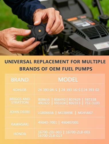 Fuel Pump with Filter and Oil Hose, Vacuum Fuel Pump for Kohler 17HP-25 HP Briggs and Stratton 808492 808656 Mikuni, Compatible with John Deere Kawasaki Yamaha Golf Cart Lawn Mower