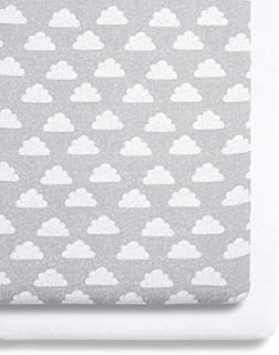 2 Pack Crib Fitted Sheets 44 x 80cm  Star Design  Light, Breathable & Luxurious Jersey Cotton Made To Last & Designed To Fit SnüzPod Bedside Cribs