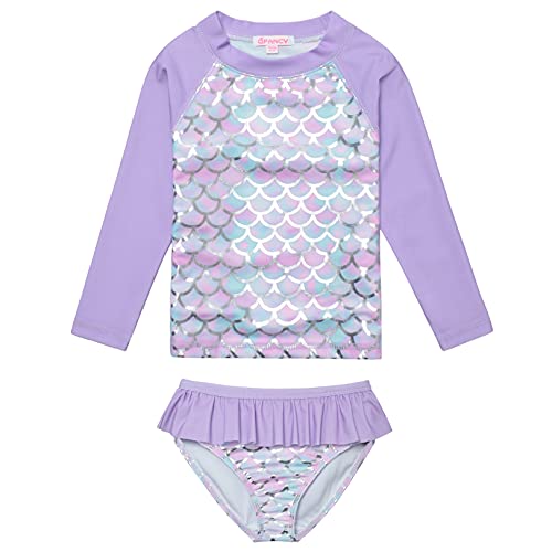 Image of QPANCY Girls Rash Guard Swimwear Swimsuit Bathing Suits UPF 50+ Sun Protection