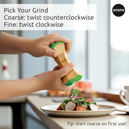 OTOTO Twin Spice Salt and Pepper Grinder Set - Apple-Designed Unique Kitchen Gadgets, Cute Kitchen Accessories, Pepper Spice Grinder, Salt and Pepper Shakers Set, Apple Gift, Kitchen Cooking Gifts - Thumbnail 4