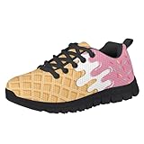 Flashideas Ice Cream Kids Shoes Girls Athletic Shoes Lace Up Sports Outdoor Sneakers Girls Walking Shoes Mesh Breathable Boys Running Tennis Shoes Quality Materials Black Sole