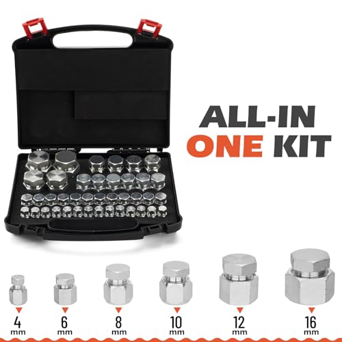 Image of SPARKWHIZ 80pcs Hydraulic Cap and Plug Kit compatible with JIC 37 Flare Hose Tube and Pipe Fitting, Dash Sizes 4 6 8 10 12 16