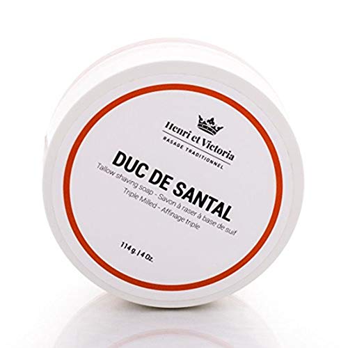 Henri et Victoria Traditional Shaving Soap For Men | Duc de Santal Fragrance | Smooth Shave, Lathers Up Nicely, Long-Lasting Scent | Triple Milled Soap, Canadian Made by Skilled Artisan 114 g (4 oz)