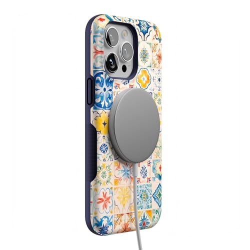 Coque iPhone 14 Pro Max compatible MagSafe Casely carreaux toscans antichoc