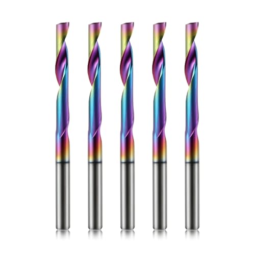 Image of Trvoxviq DLC Coated Single Flute End Mill ,Solid Carbide CNC Spiral Router Bits for Aluminum - 1/8" Diameter, 1/8" Shank 22mm Length,1 Flute(3.175x22mm,5PCS)
