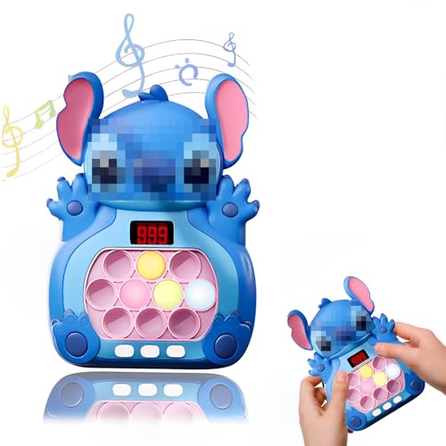 Pop Push it Controlador de jogos, brinquedo Pop It eletrónico Fidget Toys, Quick Push bolhas jogo consola, Pop-It eletrónico, Quick Push Bubble Sensory Fidget brinquedos para crianças e adultos (azul)