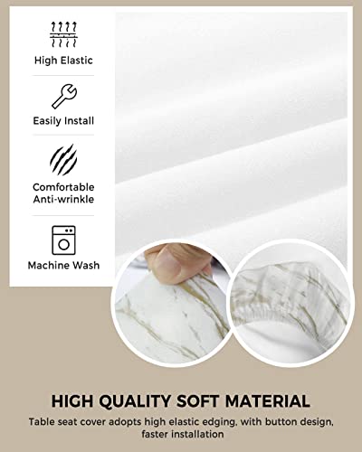 Savannan Dining Room Chair Seat Covers, Marble Texture White Gold Abstract Art Removable Stretch Chair Seat Cushion Slipcovers Protector For Holiday Party Festival Decoration, Set Of 2 #TOP1