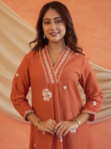 Image of Women's Mulmul Cotton Kurti with Pant and Dupatta