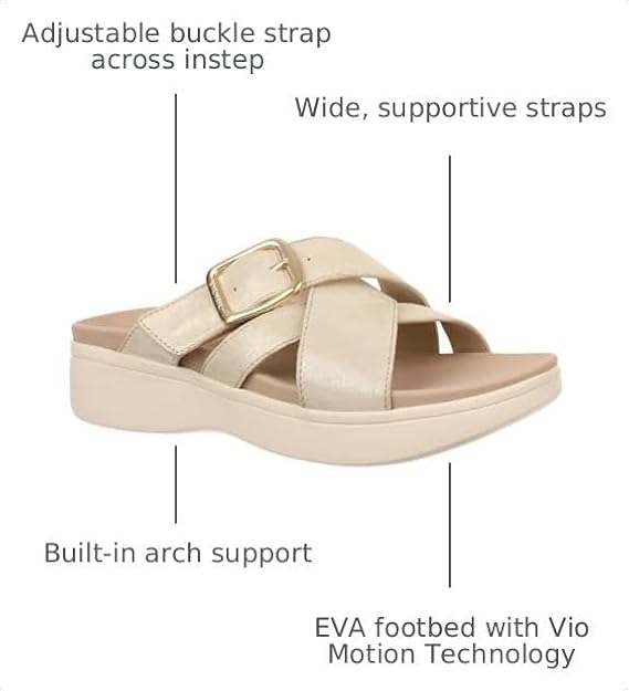 Vionic Starla Women's Orthotic Slide Sandal - Adjustable Buckle Comfort Platform