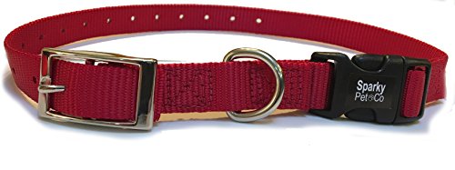Sparky Pet Co - ECollar Replacement Strap - Double Buckle Dog Collar - Rugged Nylon - Adjustable - D Ring - Quick Release Metal Clasp - for Invisible Fence Systems - 3/4