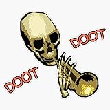 Doot Doot Mr Skeletal Skull Trumpet Meme Sticker Bumper Sticker Vinyl Decal 5'
