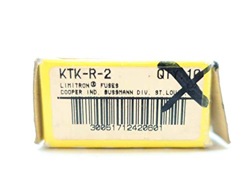 Box Of 10 Cooper Bussmann Ktk-R-2 Limitron Cartridge Fuse Class Cc 2A 600V-Ac #TOP4