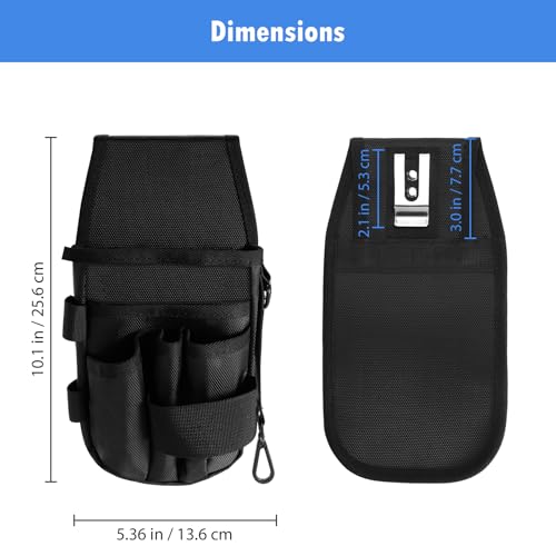 Miniatura 5 de Kenobe Bolsa De Herramientas, Resistente Tools Bag Bolsa De Herramientas Con 5 Bolsillos, Multifuncional Riñonera Para Electricistas, Carpinteros, Construcción Y Técnicos Cinturón No Incluido