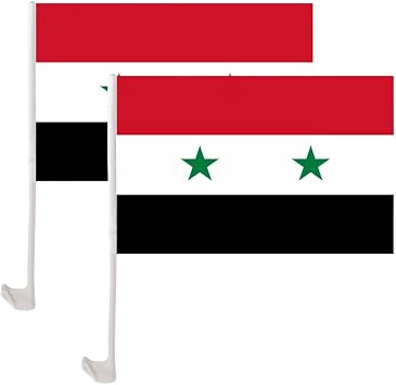 Syria Car Flag Syria Flag 2 Star Car Flag Small Syria Flag Mini Flag Syria Arab Republic Flag with Pole for Car Truck Car