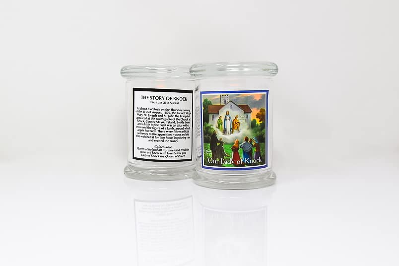 Bougie en verre LED Our Lady of Knock pour prière et dévotion chrétienne