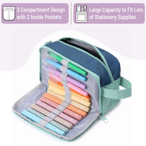 Image of Mr. Pen- High Capacity Pencil Case, Large Pencil Pouch with 3 Compartments and 2 Pockets, Large Pencil Bag with Smooth Zipper, Cute Pencil Case Pouch Organizer, School Supplies for Teens