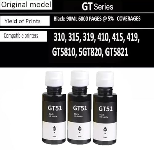 GT51 Ink Compatible for HP Black Ink for DeskJet GT 5810 GT 5811 GT 5820, GT 5821 Printer, Ink Tank 115 116 310 Printer 315 319 410 415 416 419 457... - Image 2