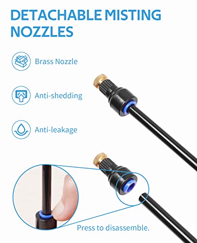 Homenote Standing Misting Cooling System 26.2Ft (8M) Misting Line + 4 Brass Nozzles, Stand Mister For Outside Patio, Portable Mist For Patio Cooling, Garden Watering, Pet Cooling, Kids Water Playing #TOP3