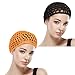 WLLHYF Sleep Hair Wrap Net 2 PC Breathable Knitted Sleeping Cap Snood Press Hairs Nets Wig Crochet Hairnet Cover Sew In Weave Locs Buns Maintenance Coverings for Hair Protection(Black/Orange)