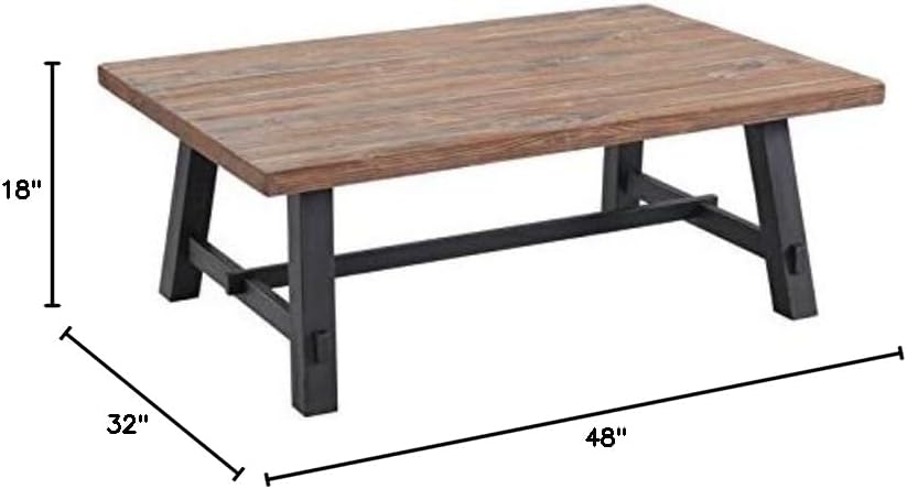 Alaterre Furniture Adam 48L Solid Wood Coffee Tble