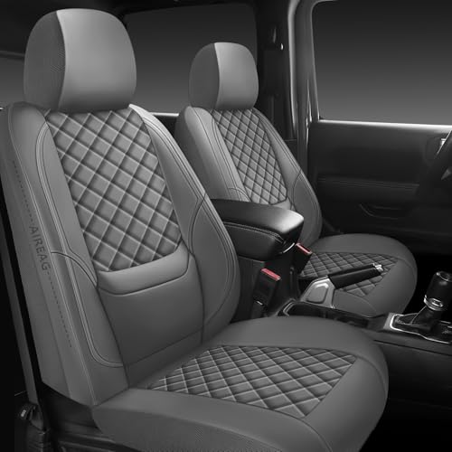 WENNFOUR Wrangler Seat Covers 2007-2026 Full Set, Waterproof Leather Interior Sets with Lumbar Support Custom Fit for Jeep Wrangler JK JL 4 Door Unlimited Sahara/Sport/Rubicon X 392 Willys, Gray