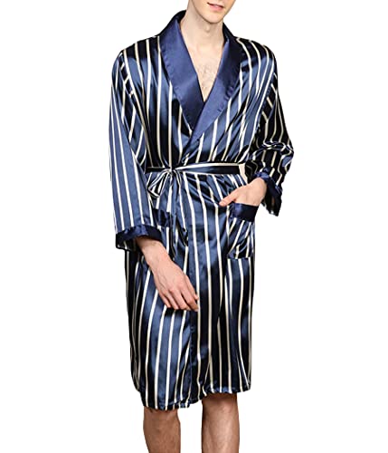 Roupão de banho masculino imitação de seda mangas compridas cardigã camisola de cetim roupa de dormi