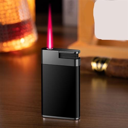 Encendedor metálico rojo ultrafino con llama a prueba de viento
