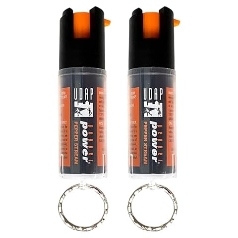 UDAP Pepper Power Keychain OC Compact Self Defense Pepper Spray for Women, Men, and Runners, Travel Size, Powerful Blast Pattern, 10 ft Stream, 2K, 0.4 oz, 2 Pack Cover
