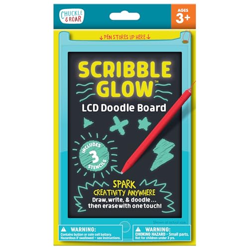 Chuckle & Roar - Scribble Glow - LCD Doodle Board - Creative Mess Free Drawing Pad - Fun and Engaging for Preschoolers - Road Trip Fun - Ages 3 and Up
