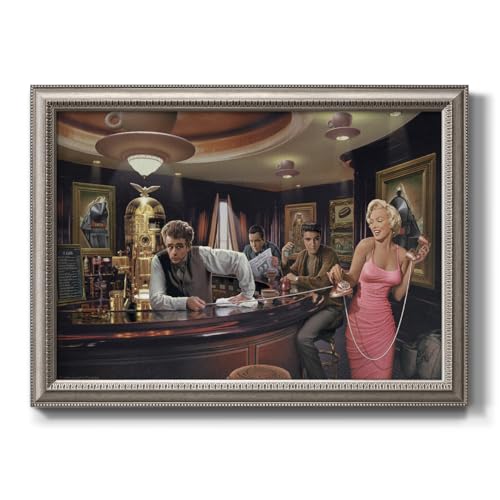 Midnight Matinee Wall Art Poster Modern Home Décor Artwork Silvery Framed Canvas Prints Wall Decorations for Living Room and Kitchen 22x31 Inch LS005