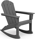 SERWALL Outdoor Adirondack Rocking Chair, All-Weather HDPE Porch Rocker Chair, Patio Adirondack Rocker Chair for Lawn Porch Deck, Grey