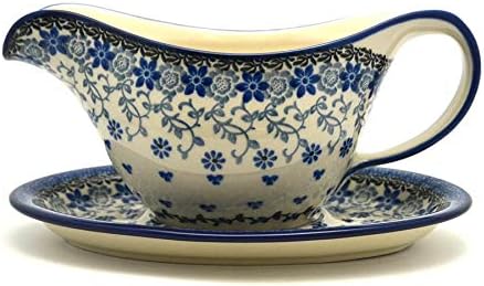 Polish Pottery Gravy Boat - Silver Lace
