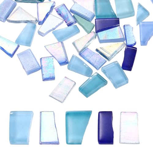QUARKZMAN Carreaux De Mosaique En Verre Irreguliers, 500g/1.1LB Feuilles De Verre Colore Irregulieres Pieces De Mosaique Cassee Kit De Fournitures En Vrac Pourisanat...