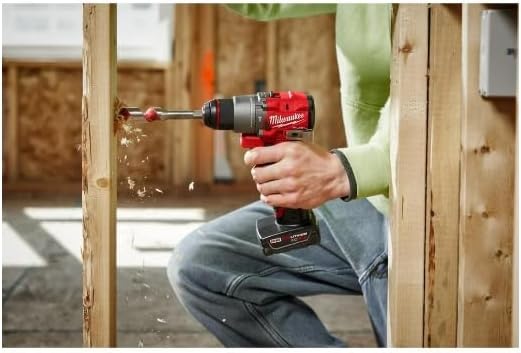 Person using Tecforeman For Milwaukee M12 FUEL Hammer Drill/Driver to drill into wood