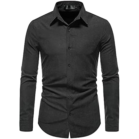 MakingDa Mens Dress Shirts Long Sleeve Slim Fit Casual Button Up Formal Shirt Plain Basic Tops for Business Work Wedding Party Black L Cover