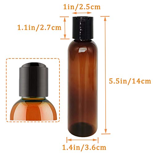 18 Pack 4Oz Plastic Squeeze Bottles With Disc Top Flip Cap,Amber Refillable Containers Round Travel Bottles For Lotions,Shampoo,Liquid Body Soap And Creams #TOP1