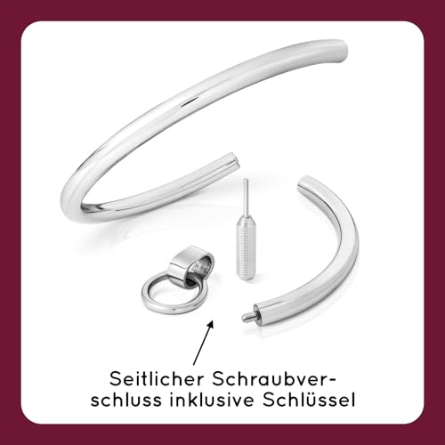 BDSM Halsband Edelstahl mit abnehmbarem O-Ring - Bondage Halsreif Unisex - Halsfessel, Sklavenhalsband, Choker für Damen & Männer - Fetisch Zubehör, Rollenspiel, Sklavenspielzeug - Größen wählbar