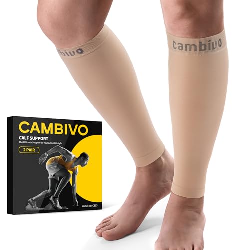 CAMBIVO Medias de Compresión Mujer Hombre 2 Pares, Pantorrilleras Compresion 20-30mmHg, Calcetines Compresion, Medias de Compresion Varices, para Circulacion, Ciclismo, Deporte, Trabajo, Running