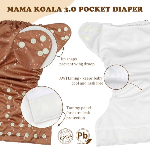 Mama Koala 3.0 Cloth Diapers for Babies with AWJ Lining, 6 Pack with 6 Natural Cloth Diaper Inserts - Reusable and Washable Pocket Diapers (Animals in The Forest) by Mama Koala - Image 5