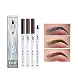  HIROCK Lápiz de cejas líquido resistente al agua, lápiz de cejas con tatuaje de cuatro puntos, lápiz de maquillaje resistente al agua de secado rápido y duradero (3 piezas)