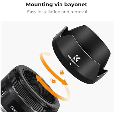 K&F CONCEPT Lens Hood Compatible with Canon EF 50mm f/1.8 STM Lens, Reversible Snap on Camera Lens Shade Replacement of ES-68 II Hood, Compatible with 49mm Filters and Lens Cap