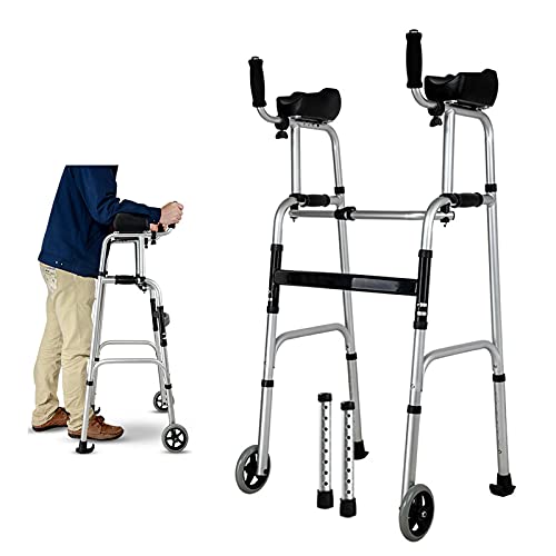 Andador vertical para personas mayores con reposabrazos y ruedas plegable, soporta hasta 400 lbs